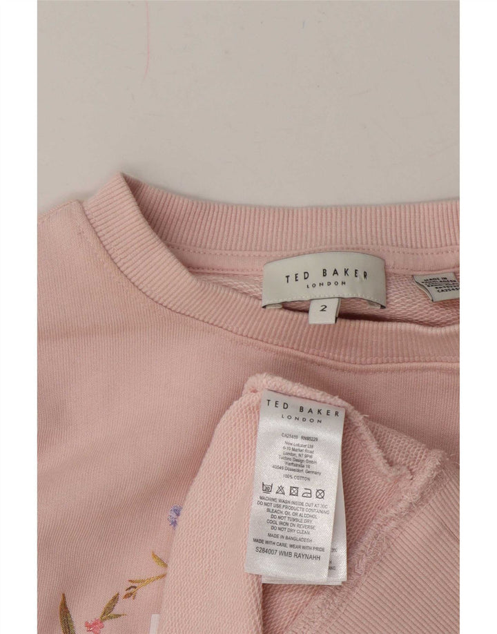 Женский свободный свитшот с рисунком Ted Baker, размер 2, маленький розовый