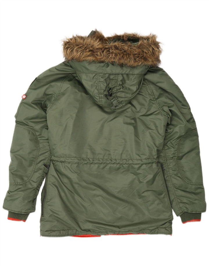 Мужская парка Superdry с капюшоном UK 36, маленькая, зеленая, нейлон