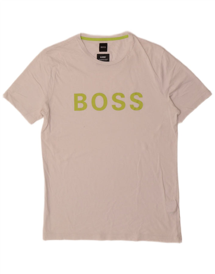 Hugo Boss Мужская футболка с рисунком Топ среднего размера, белый хлопок