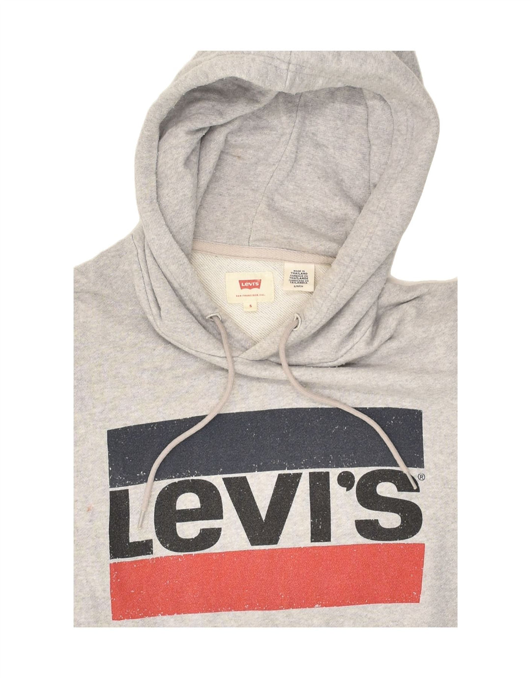 LEVI'S Mens Graphic Hoodie Jumper Small Grey Cotton | Vintage Levi's | Thrift | Second-Hand Levi's | Used Clothing | Messina Hembry 