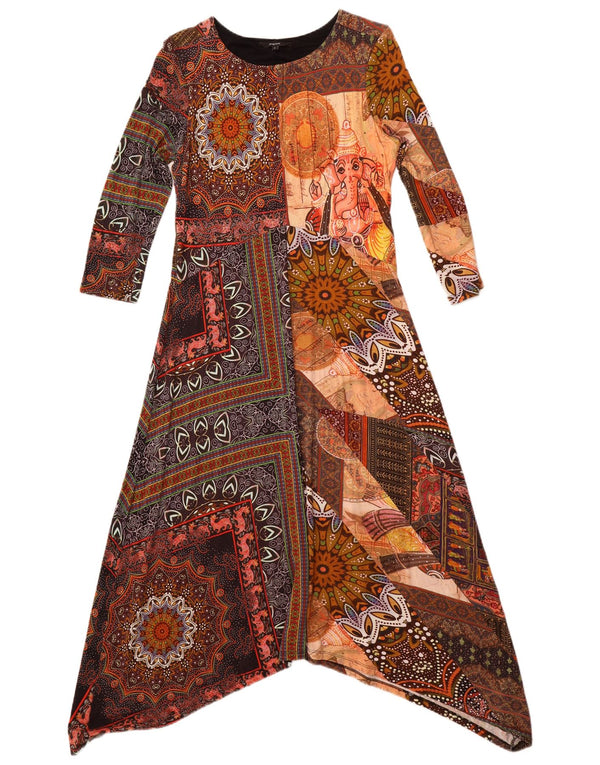 Женское платье макси с рукавом 3/4 Desigual UK 14, большое разноцветное вискоза