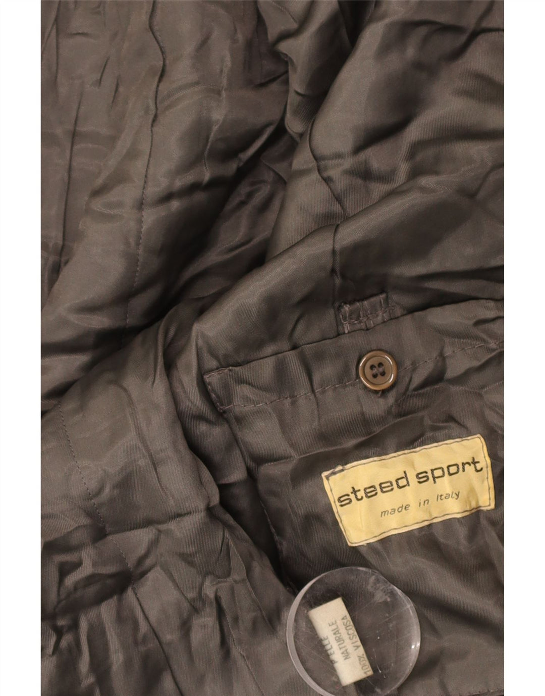 VINTAGE Womens Leather Coat UK 14 Large Khaki Leather