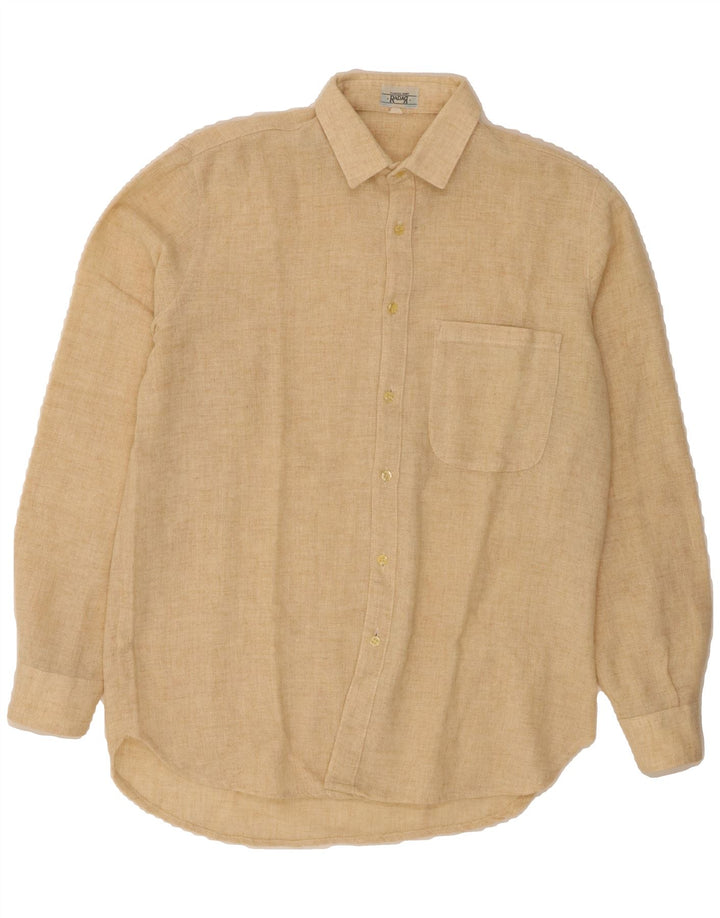 VINTAGE Mens Shirt Medium Beige Vintage Vintage and Second-Hand Vintage from Messina Hembry 