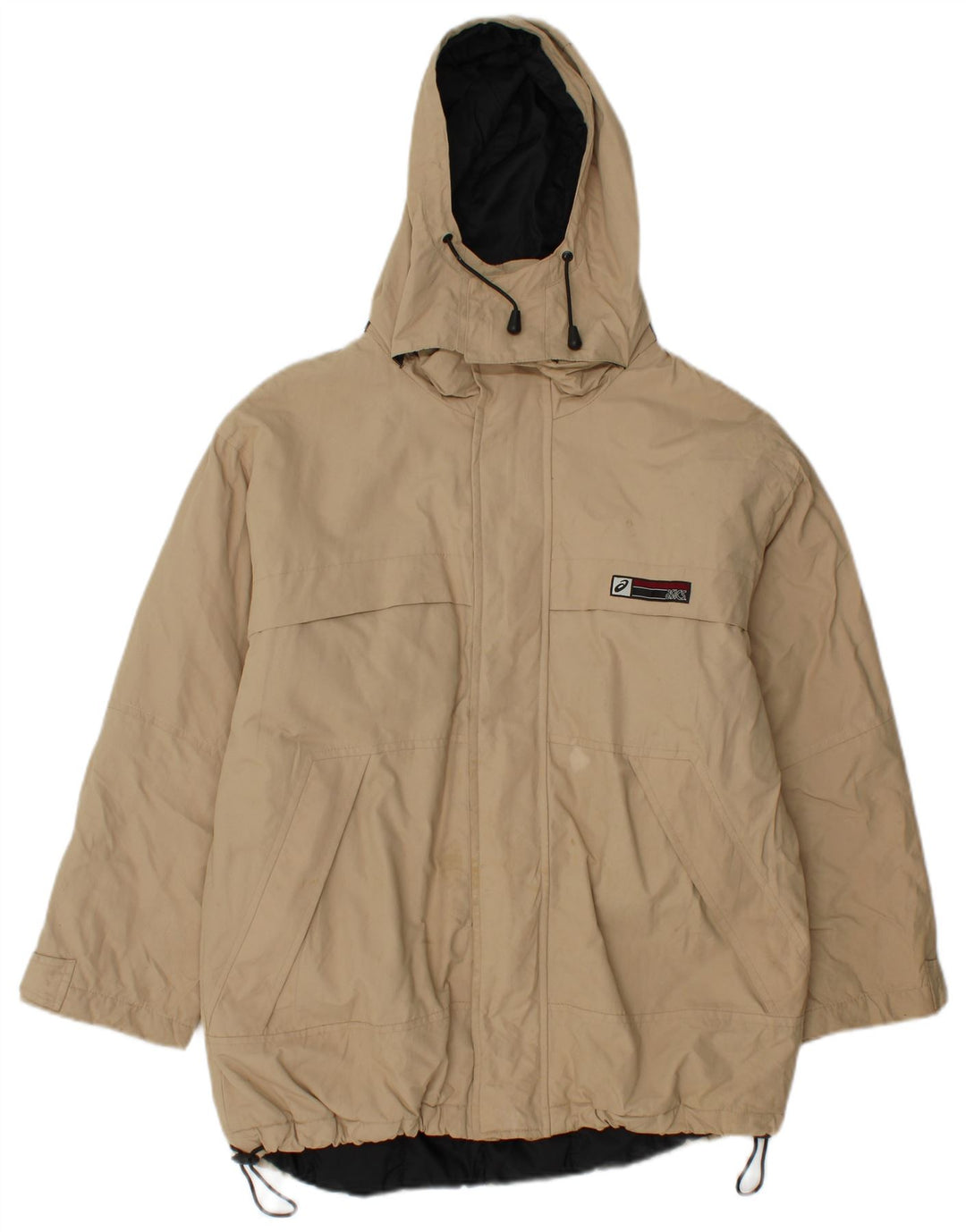 Мужская ветровка ASICS с капюшоном UK 36, маленькая, бежевый, полиамид