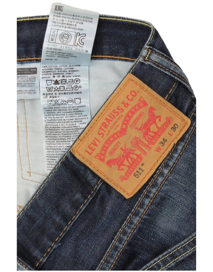 Мужские джинсы Levi's Slim 511 W34 L30 синие, хлопок