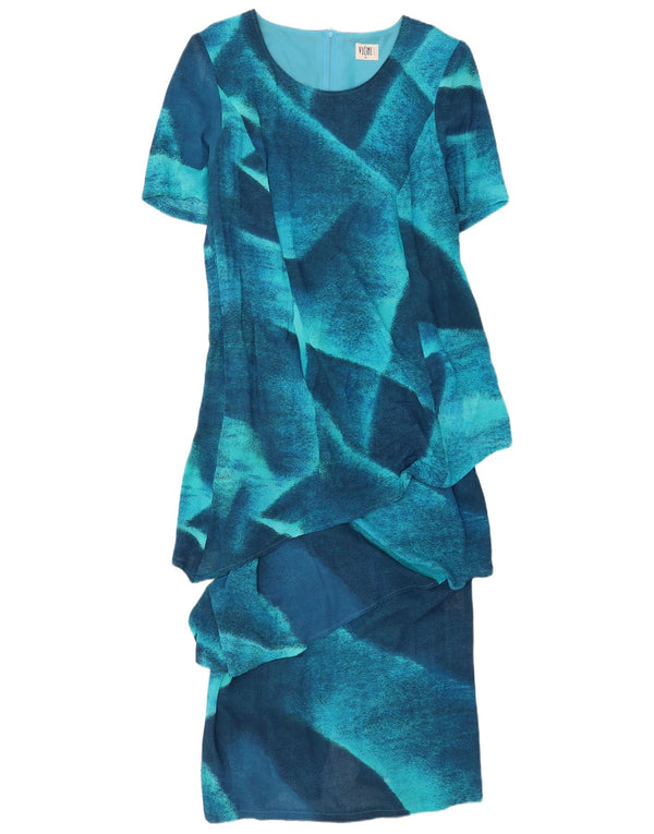 Женское платье макси с баской Vicini с рукавом 1/2, Великобритания, 18 XL, синее с цветными блоками