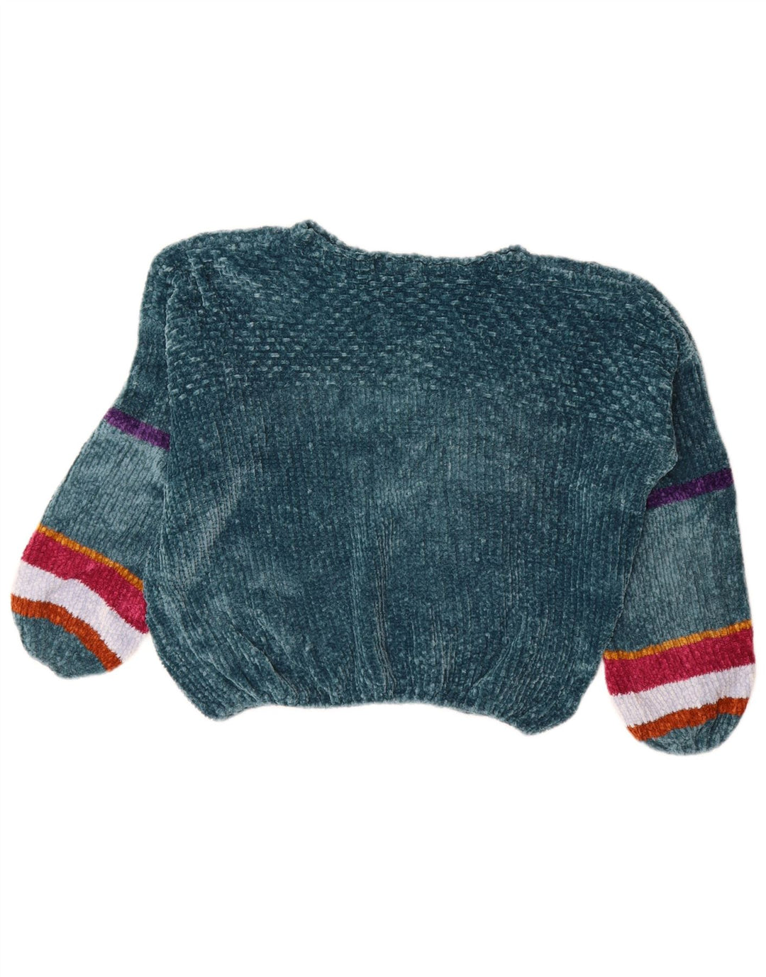 Женский велюровый джемпер с вырезом «лодочка» BENETTON UK 12, средний зеленый в полоску