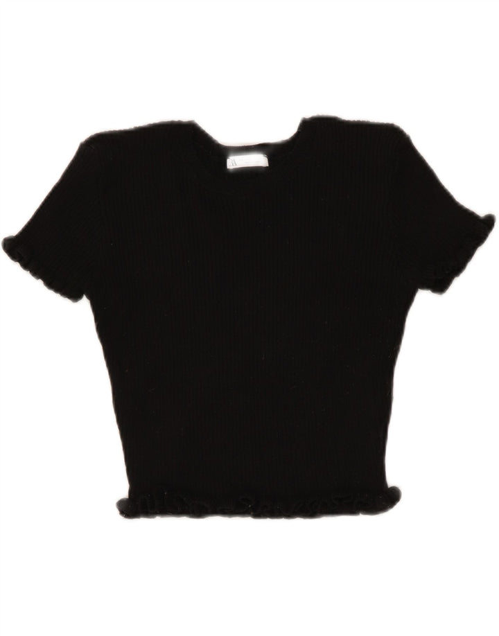 ZARA Womens Crop Top UK 8 Small Black Polyester