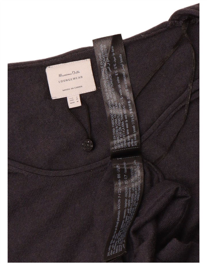 Женский джемпер с вырезом «лодочка» Massimo Dutti UK 14, шерсть среднего серого цвета