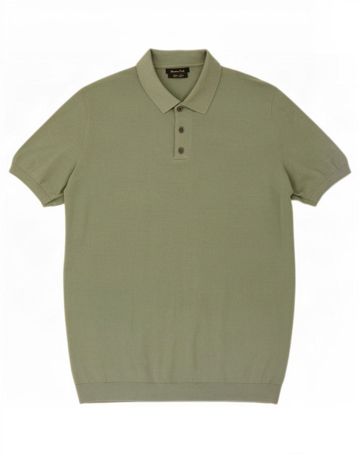 Мужская рубашка-поло Massimo Dutti, зеленый хлопок, большой размер