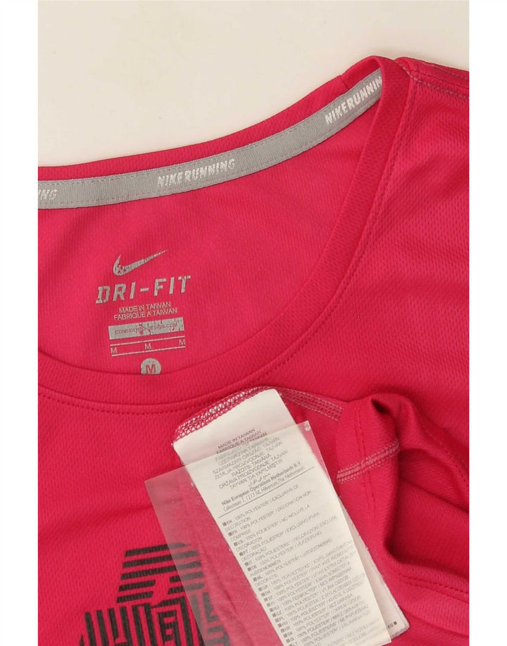Женская футболка с рисунком Nike Dri Fit Top UK 12, средний розовый полиэстер