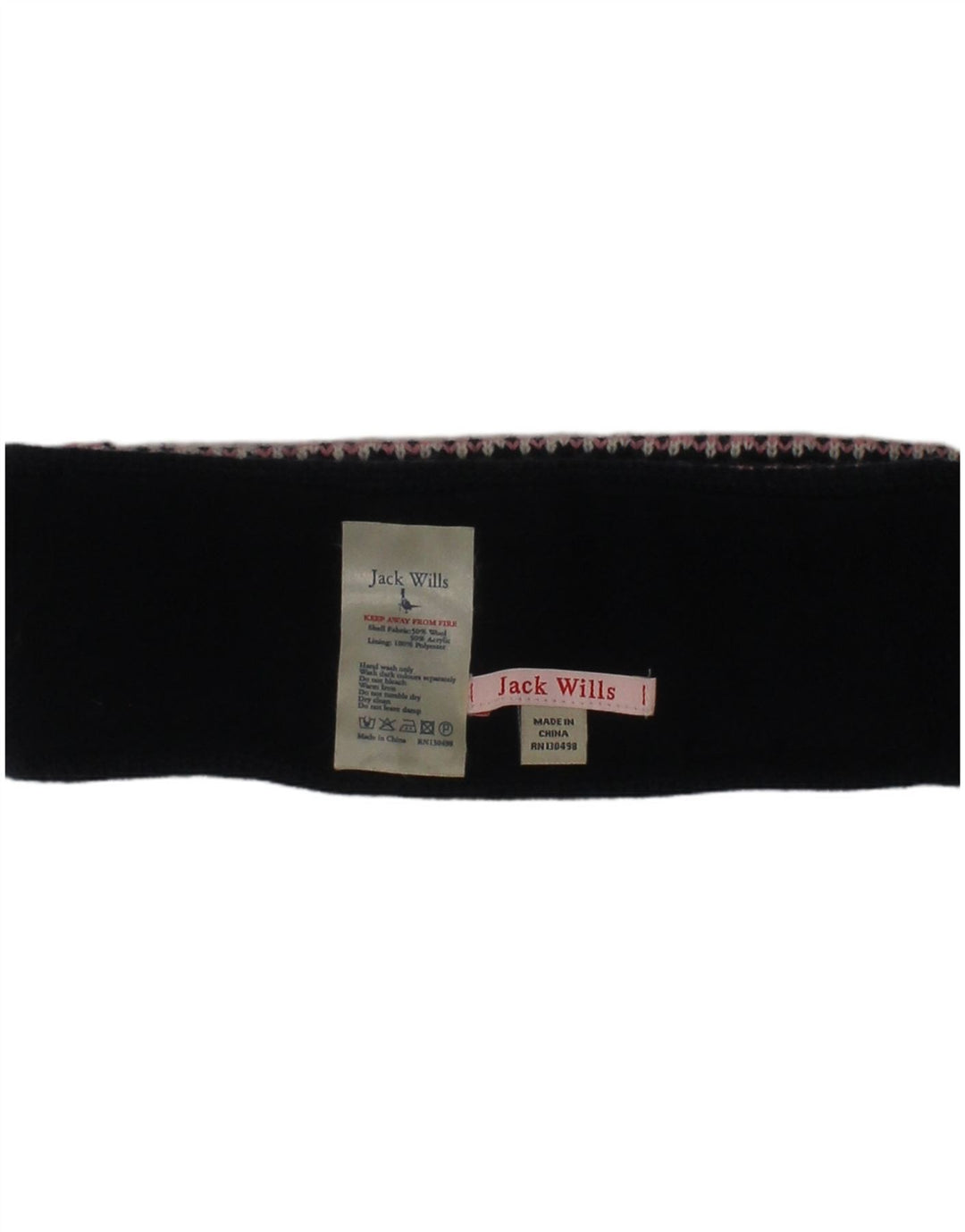 JACK WILLS Womens Graphic Headband Hat One Size Black Geometric College