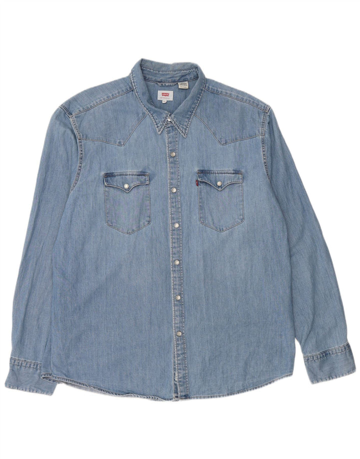 Мужская джинсовая рубашка Levi's 2XL, синяя, хлопок