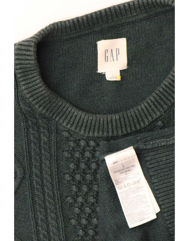 Мужской джемпер с круглым вырезом Gap, большой зеленый хлопковый свитер