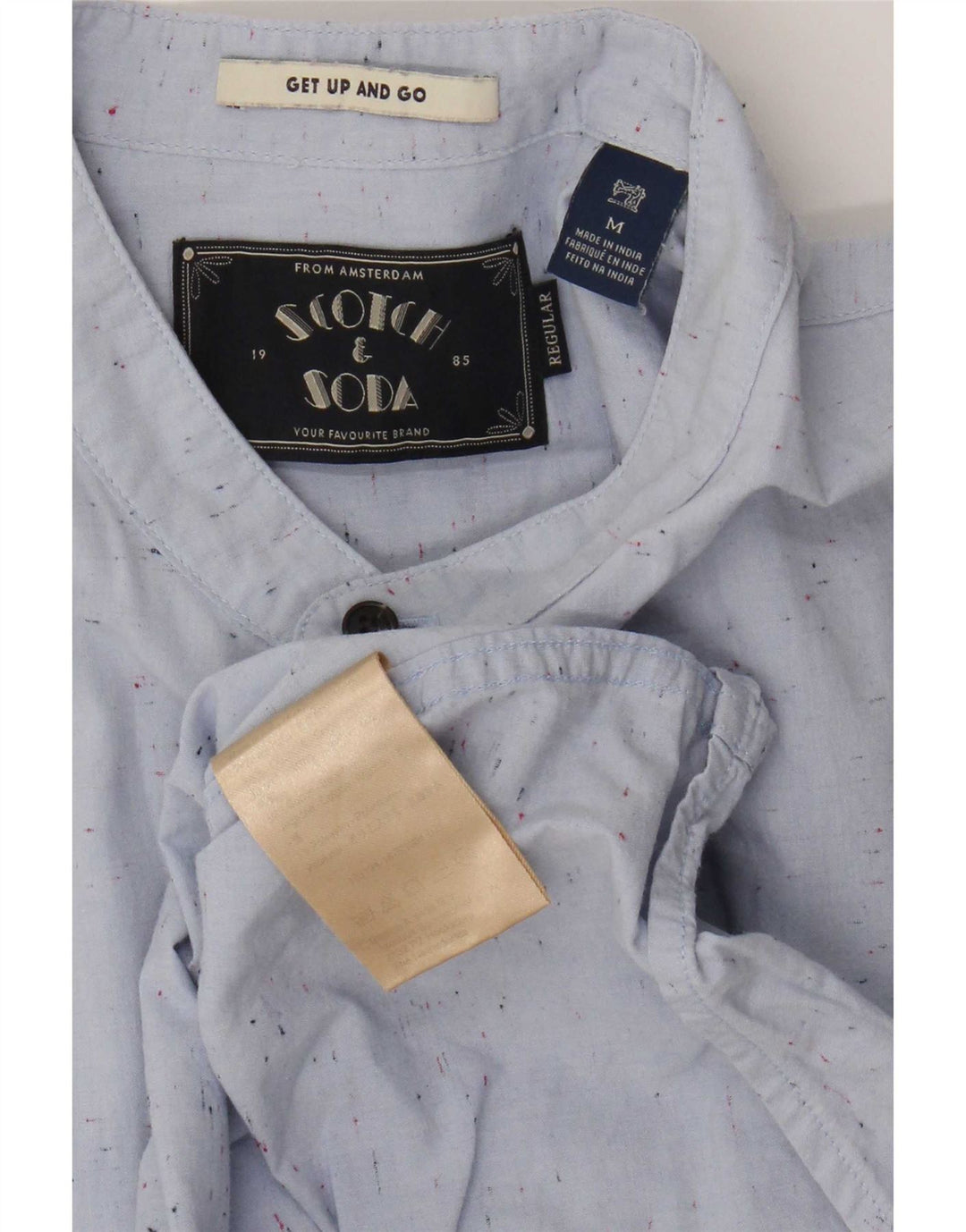 Мужская рубашка Scotch & Soda из хлопка среднего синего цвета с крапинками