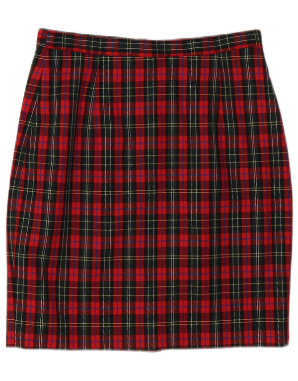 Винтажная женская юбка-карандаш IT 44 Medium W28 Красная клетка из натуральной шерсти