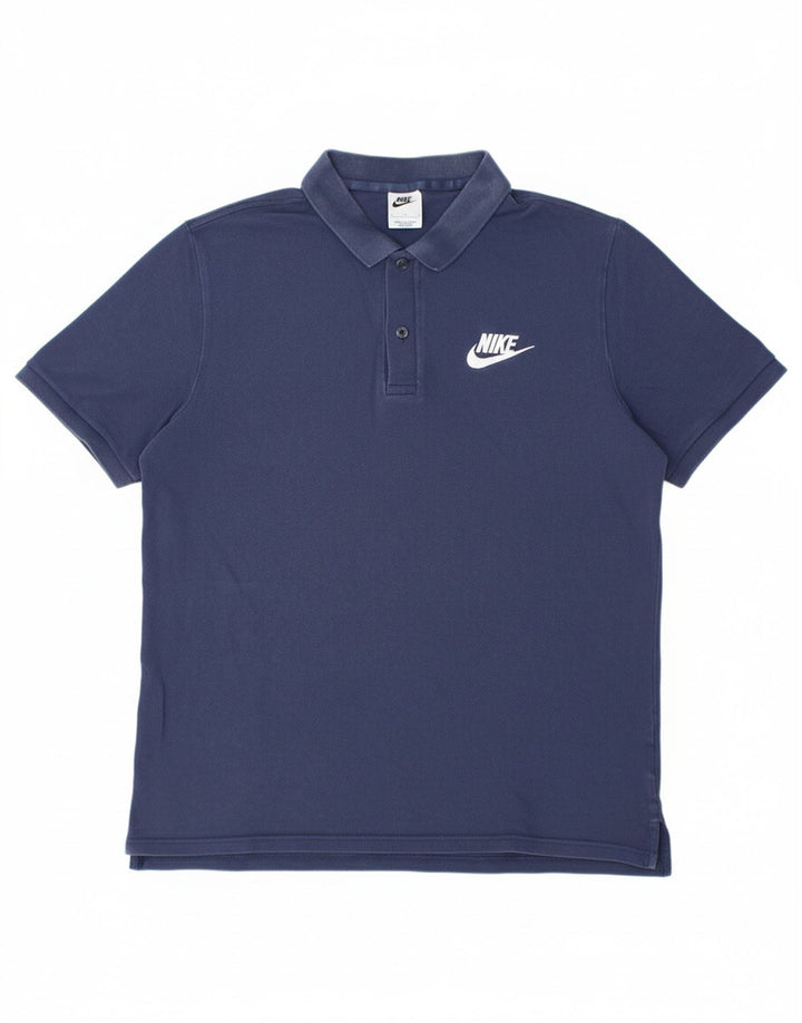 NIKE Mens Polo Shirt Large Navy Blue Cotton