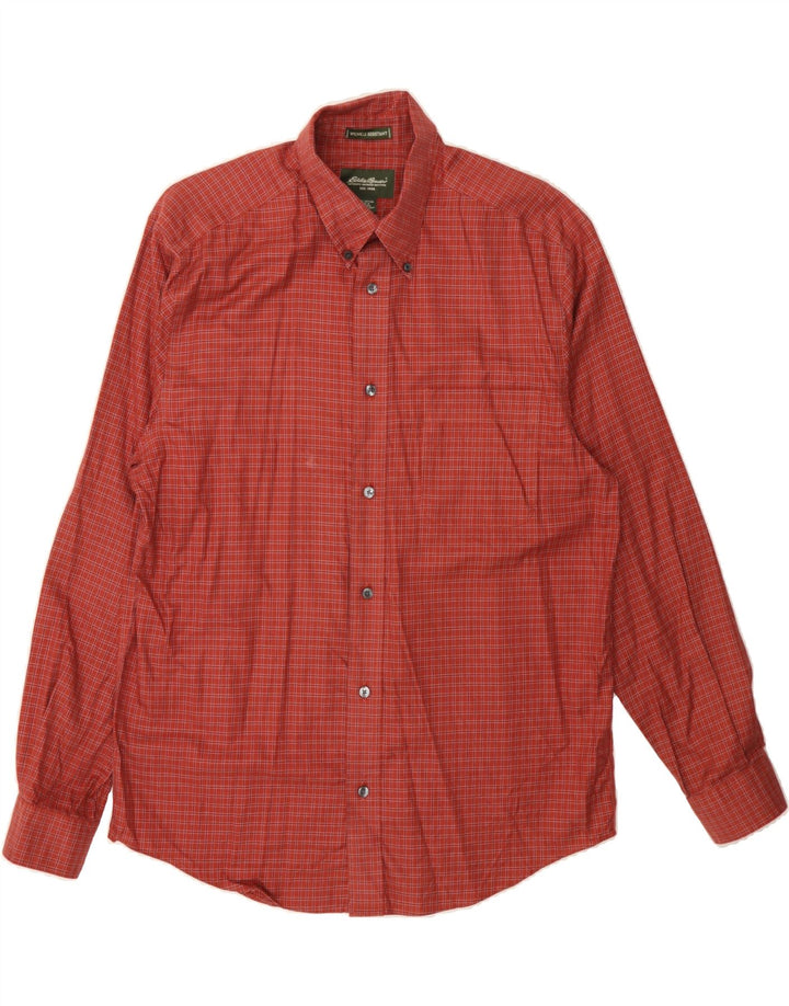 EDDIE BAUER Mens Wrinkle Resistant Shirt Medium Red Check Cotton Vintage Eddie Bauer and Second-Hand Eddie Bauer from Messina Hembry 