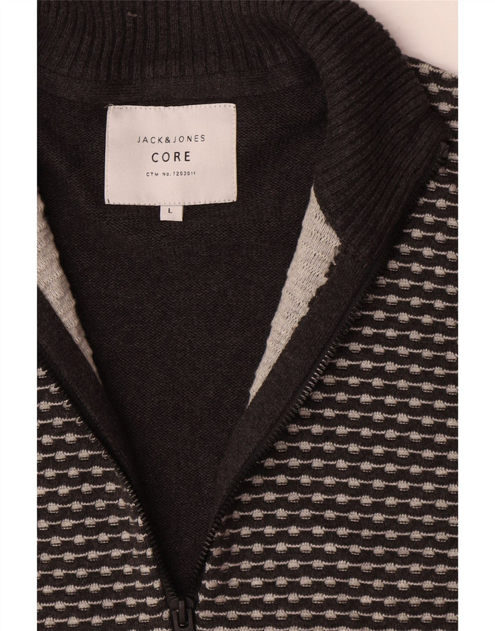 Мужской кардиган Jack & Jones, большой серый с геометрическим узором