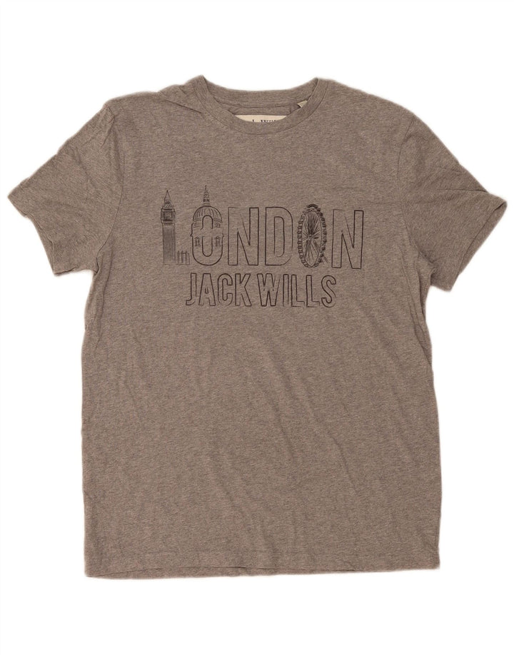 Мужская футболка с рисунком JACK WILLS, хлопковый топ среднего серого цвета с крапинками