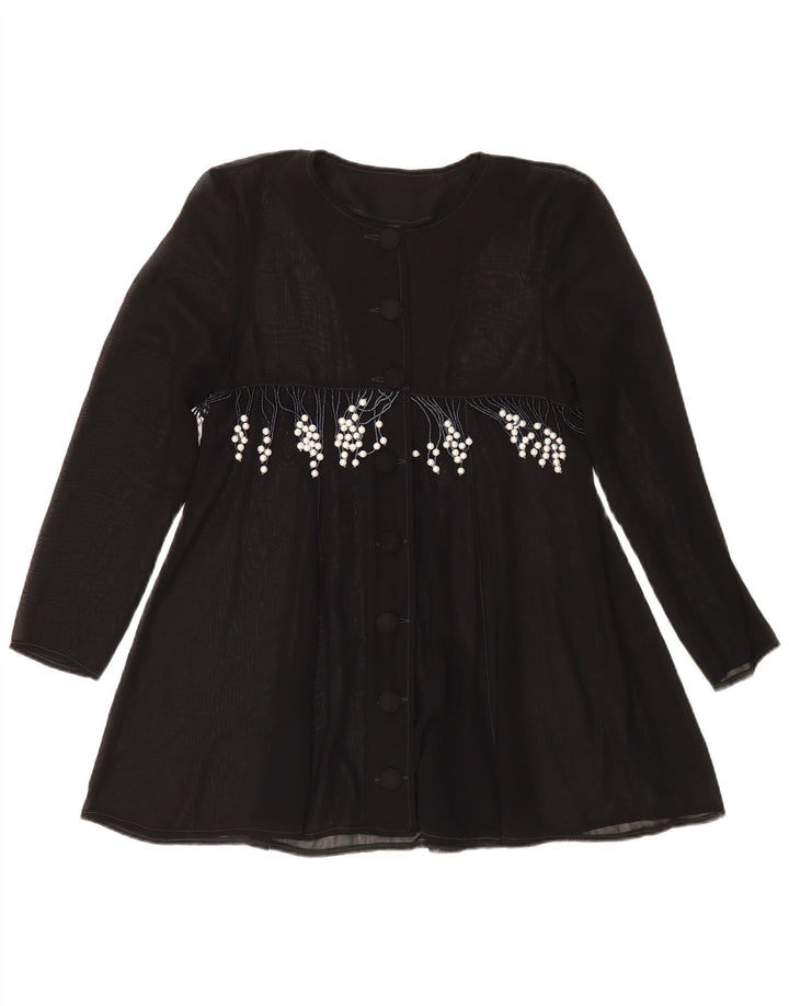 Винтажная женская блузка-рубашка UK 14, средний черный