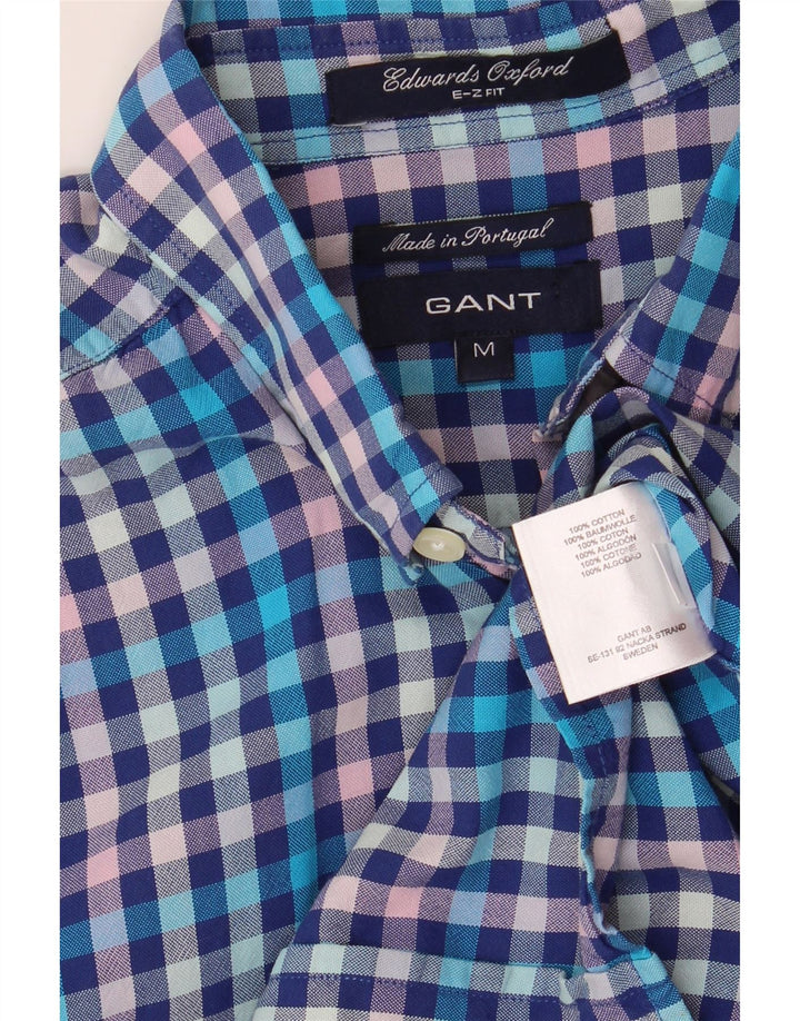 Мужская рубашка Gant E-Z Fit среднего синего цвета в мелкую клетку, хлопок