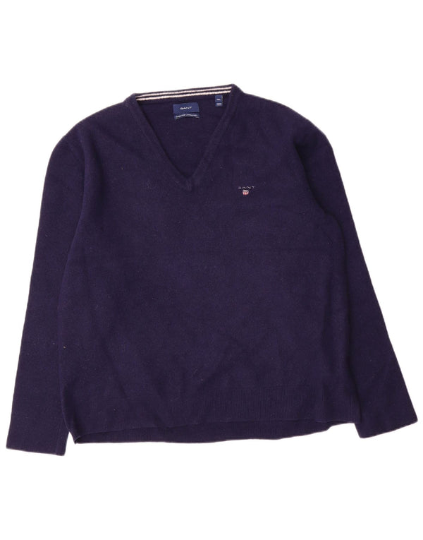 Мужской свитер Gant с v-образным вырезом 2XL, темно-синий, шерсть