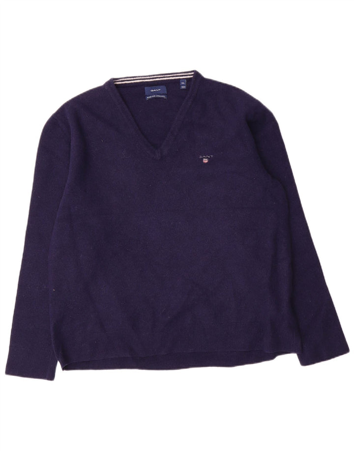 Мужской свитер Gant с v-образным вырезом 2XL, темно-синий, шерсть