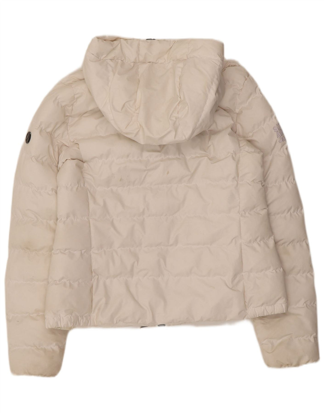 Женская утепленная куртка с капюшоном Superdry UK 12, средний белый полиэстер