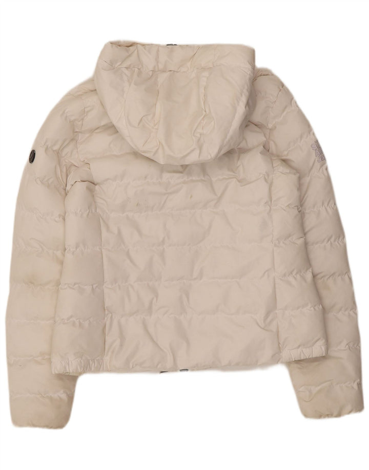 Женская утепленная куртка с капюшоном Superdry UK 12, средний белый полиэстер
