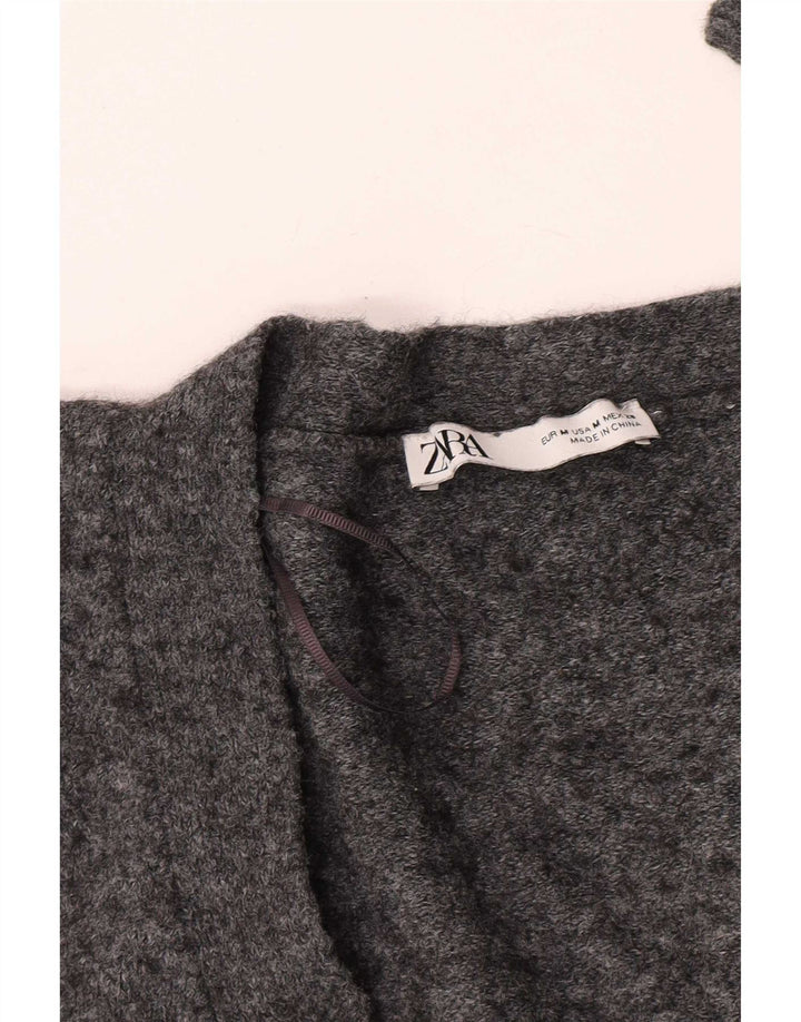 Женский укороченный кардиган Zara UK 14, средний серый в крапинку