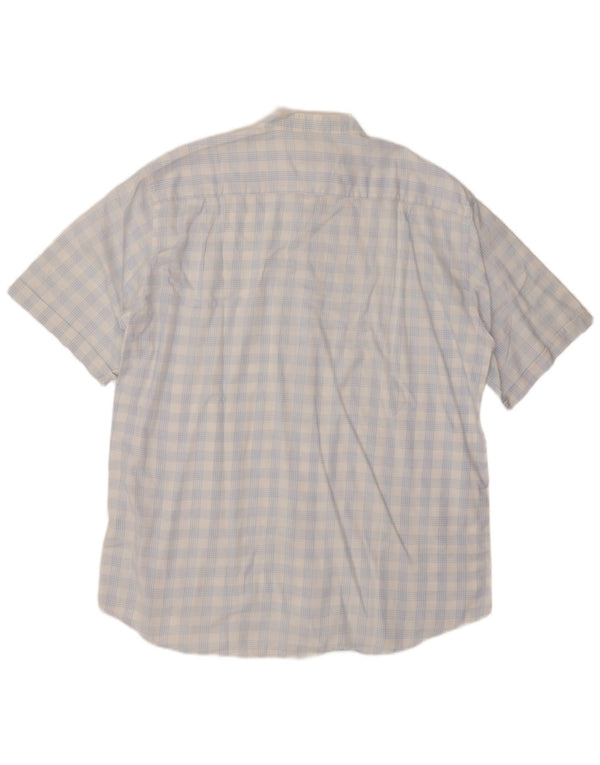 Мужская рубашка с коротким рукавом VINTAGE, размер 18, 45, 2XL, синяя клетка, хлопок