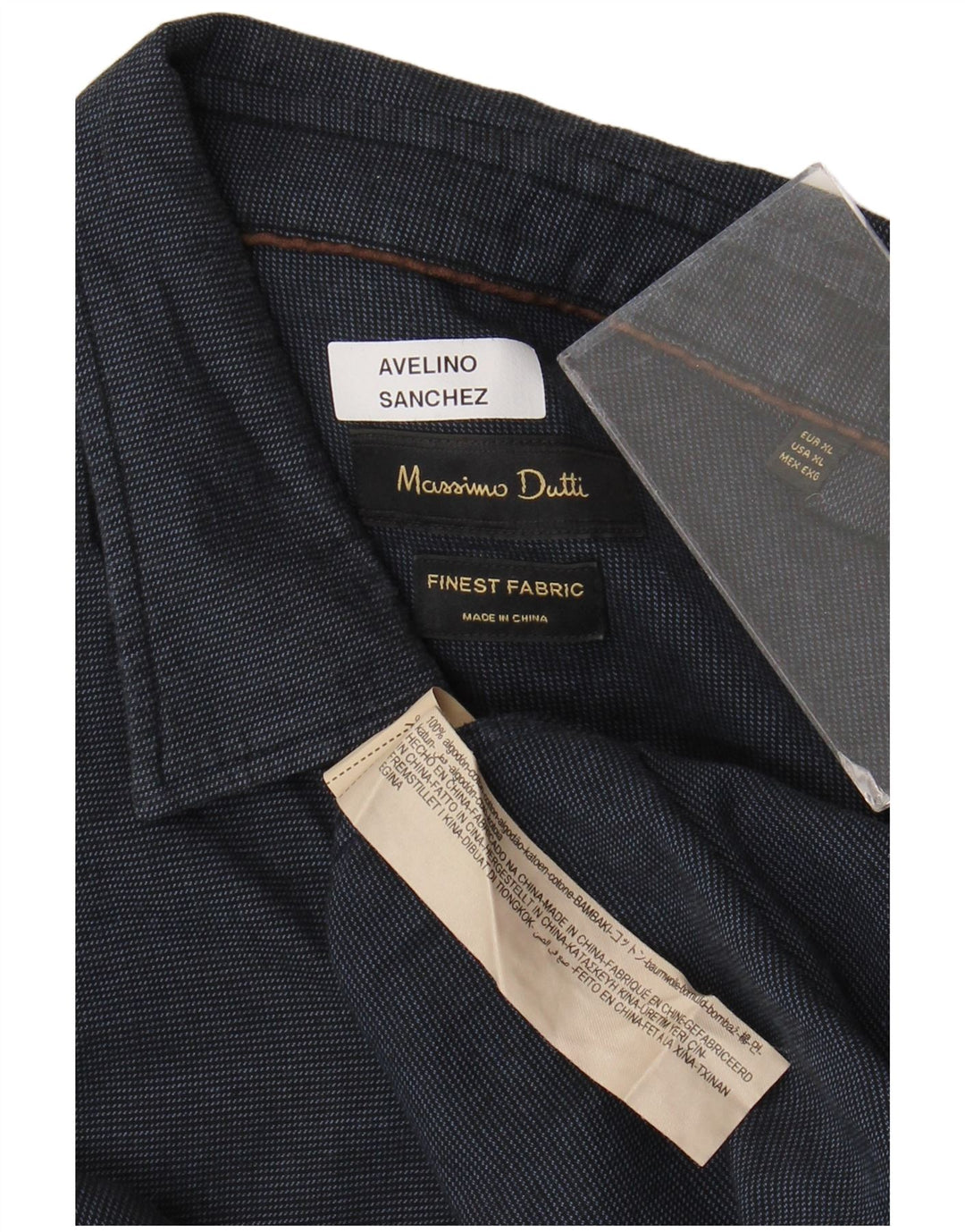 Мужская фланелевая рубашка Massimo Dutti XL темно-синяя, хлопок