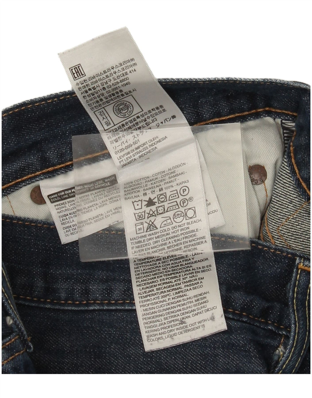 Мужские прямые джинсы Levi's 501 W36 L30 синие, хлопок