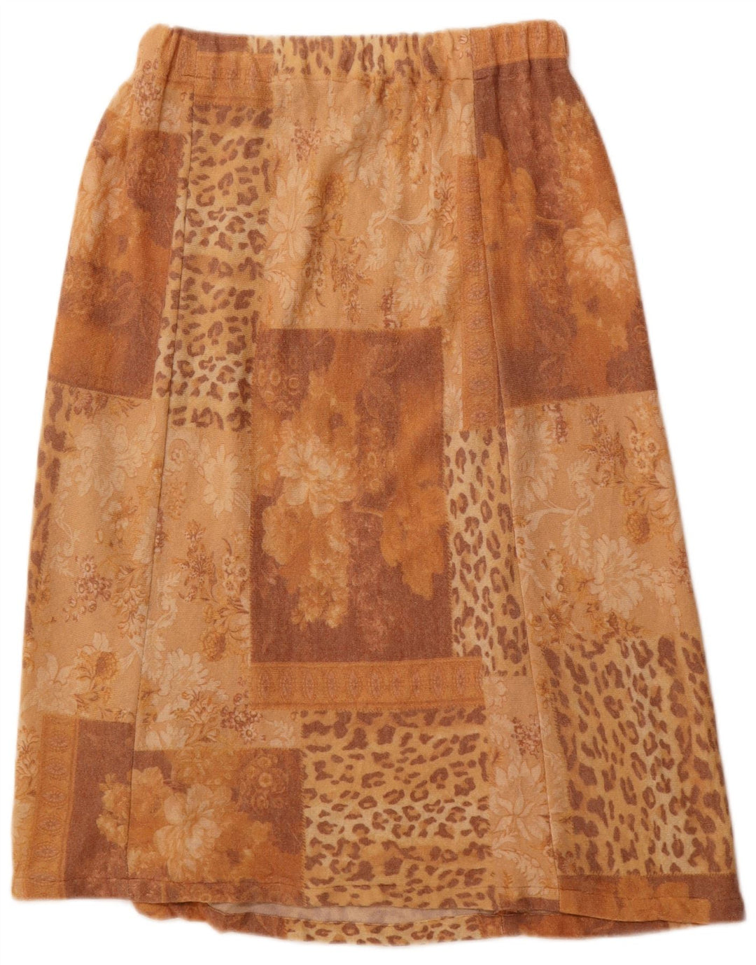 Винтажная женская юбка-трапеция W30 среднего коричневого цвета в стиле пэчворк