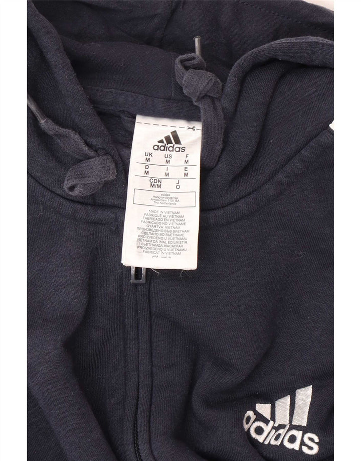 Мужской свитер с капюшоном на молнии Adidas среднего размера, темно-синий, хлопок