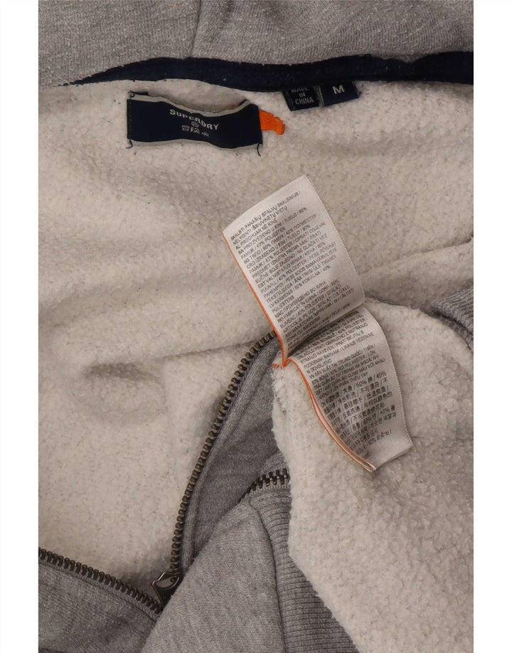 Мужской свитер с капюшоном на молнии Superdry среднего серого цвета, хлопок