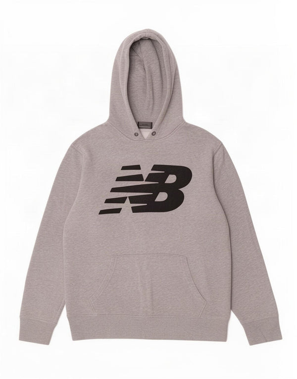 Мужской джемпер с капюшоном New Balance среднего серого цвета, хлопок
