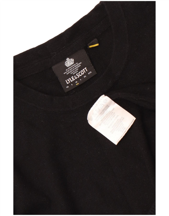 Мужской джемпер с круглым вырезом Lyle & Scott, средний черный хлопковый свитер