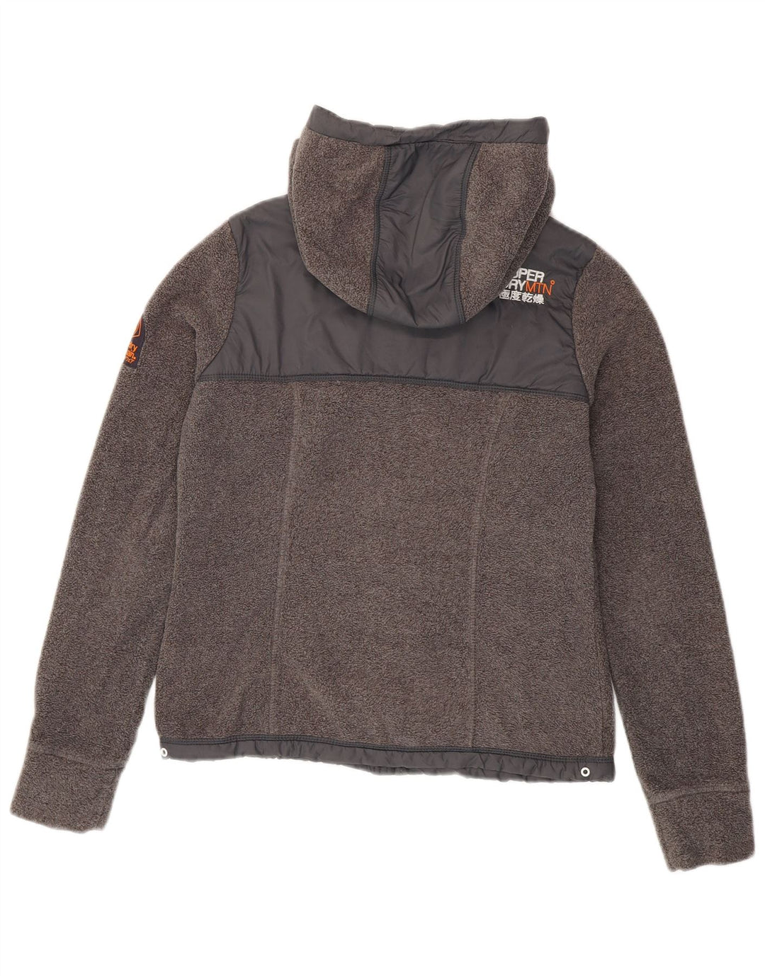 Женская флисовая куртка для походов с капюшоном SUPERDRY UK 10, маленький серый полиэстер