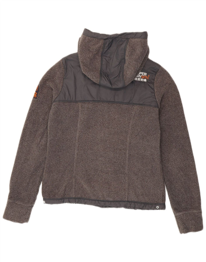 Женская флисовая куртка для походов с капюшоном SUPERDRY UK 10, маленький серый полиэстер