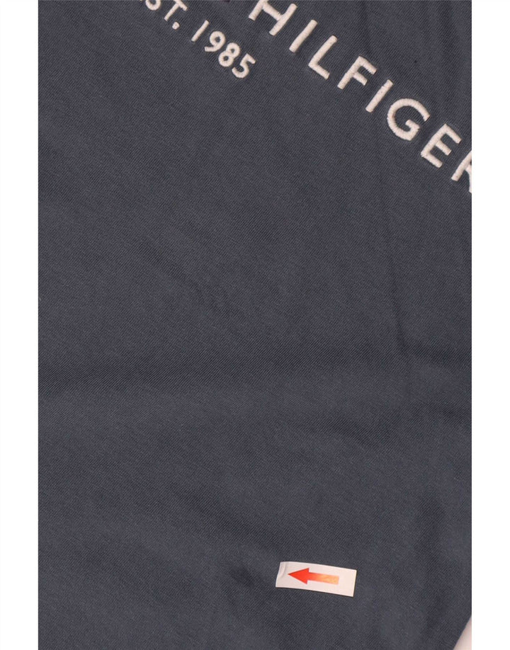 Мужская футболка с рисунком Tommy Hilfiger, хлопковый топ среднего серого цвета