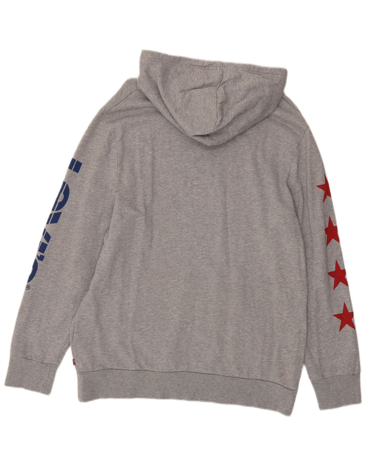 Мужской джемпер с капюшоном с рисунком LEVI'S XL, серый хлопок