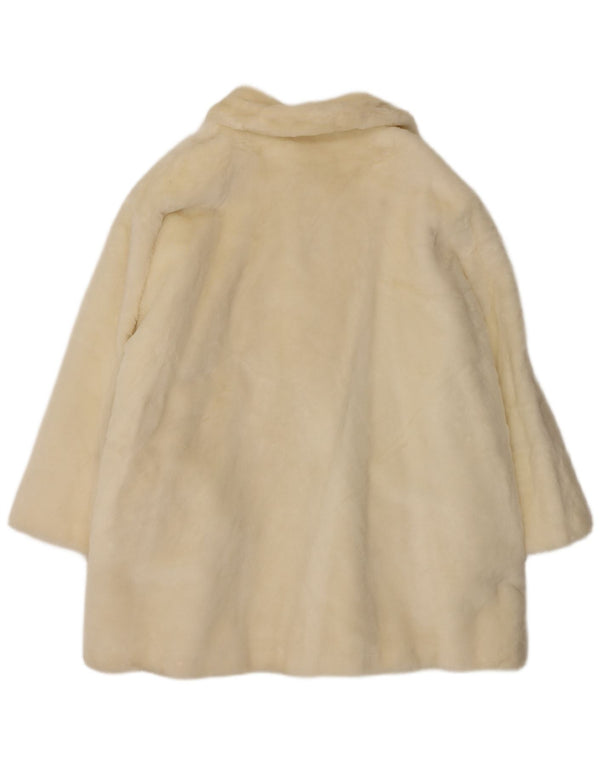 Винтажное женское пальто из искусственного меха UK 18 XL Off White