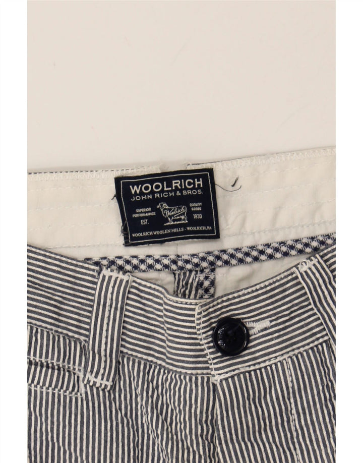 WOOLRICH Mens Chino Shorts W28 Small Blue Striped Cotton Vintage Woolrich and Second-Hand Woolrich from Messina Hembry 