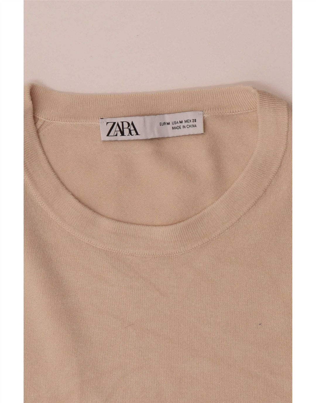 Женский джемпер с круглым вырезом Zara UK 12, средний бежевый вискоза