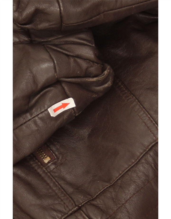 Винтажная мужская кожаная куртка UK 38, кожа среднего коричневого цвета