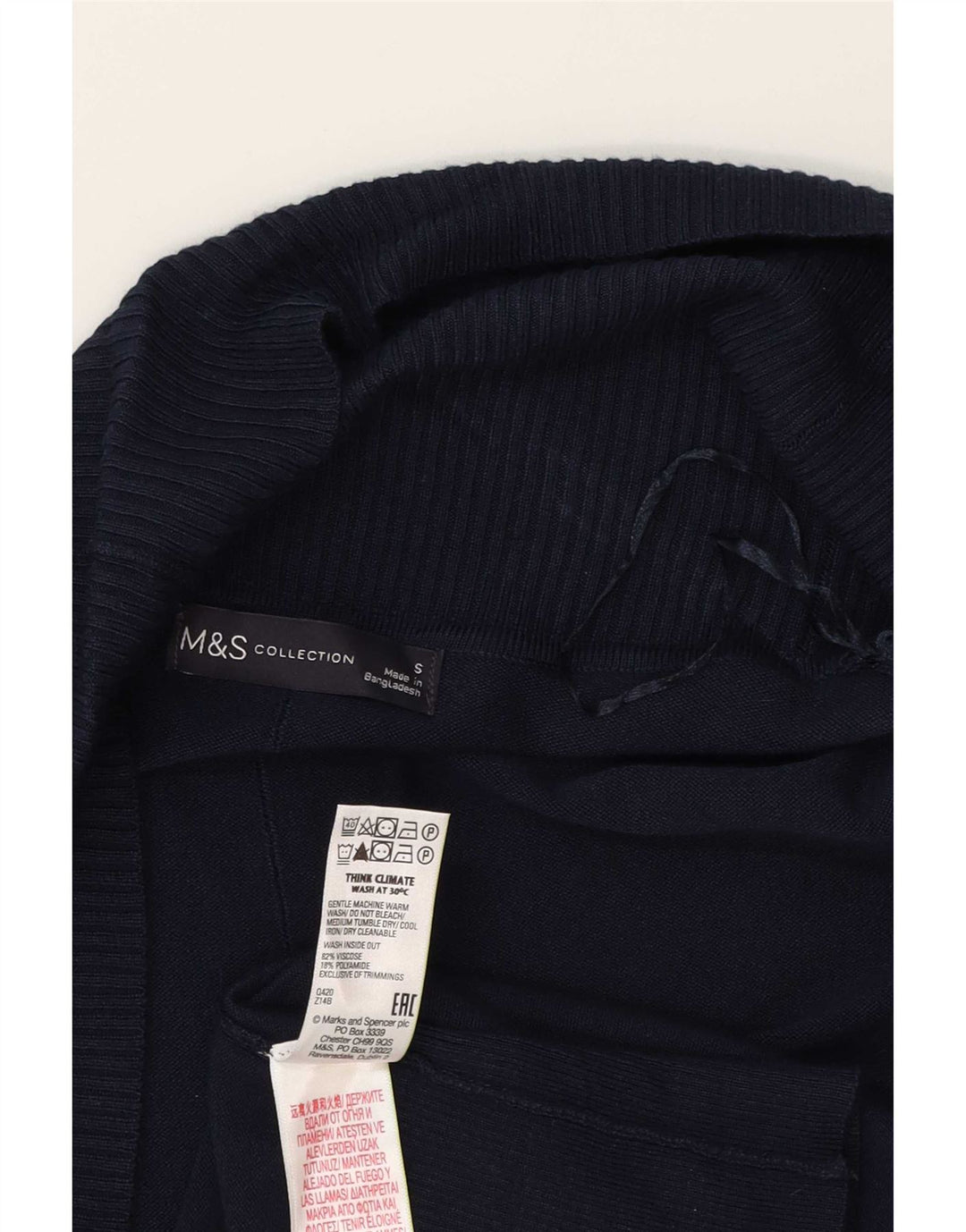 Женский открытый кардиган Marks & Spencer UK 10, маленький темно-синий из вискозы
