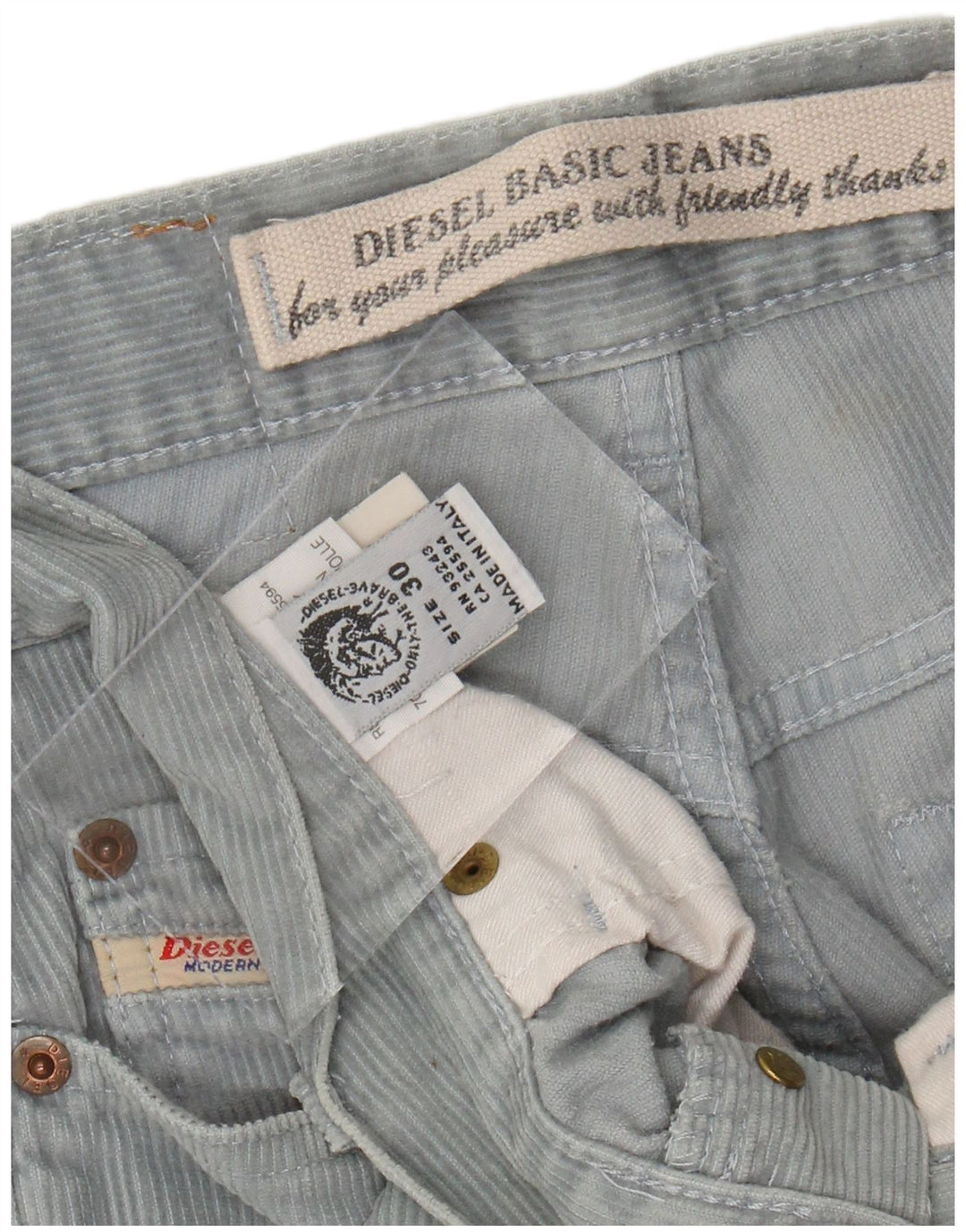 Мужские прямые вельветовые брюки DIESEL W30 L31, синие, хлопок