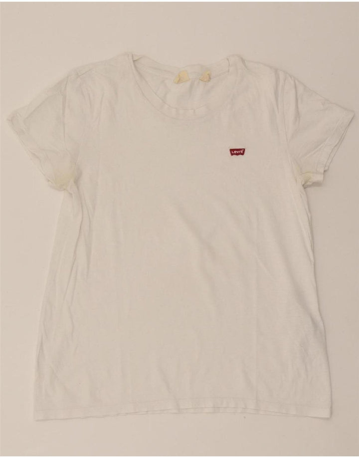 LEVI'S Womens T-Shirt Top UK 14 Medium White Cotton Vintage Levi's and Second-Hand Levi's from Messina Hembry 